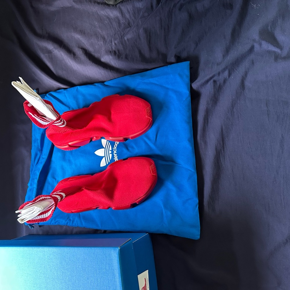 Balenciaga Vibrant Red Knit Sneakers - Picture 3 of 5
